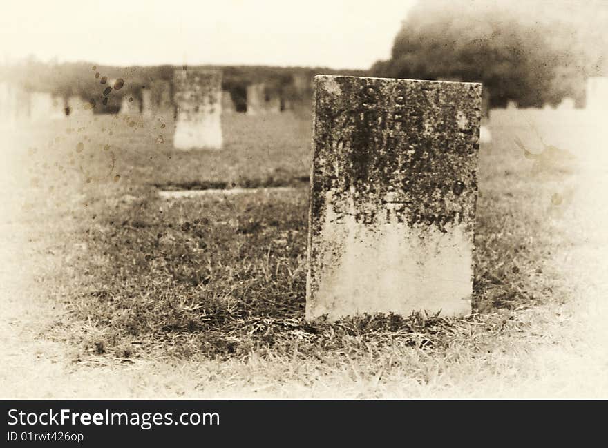 Vintage black and white photo of old graveyard. Vintage black and white photo of old graveyard