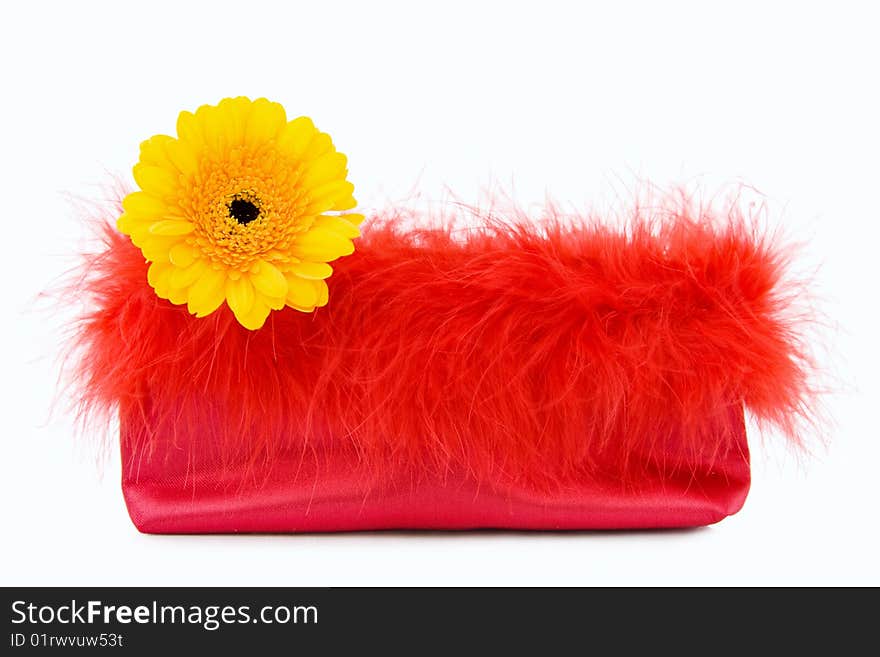 Party Girl - red silk evening bag with flower