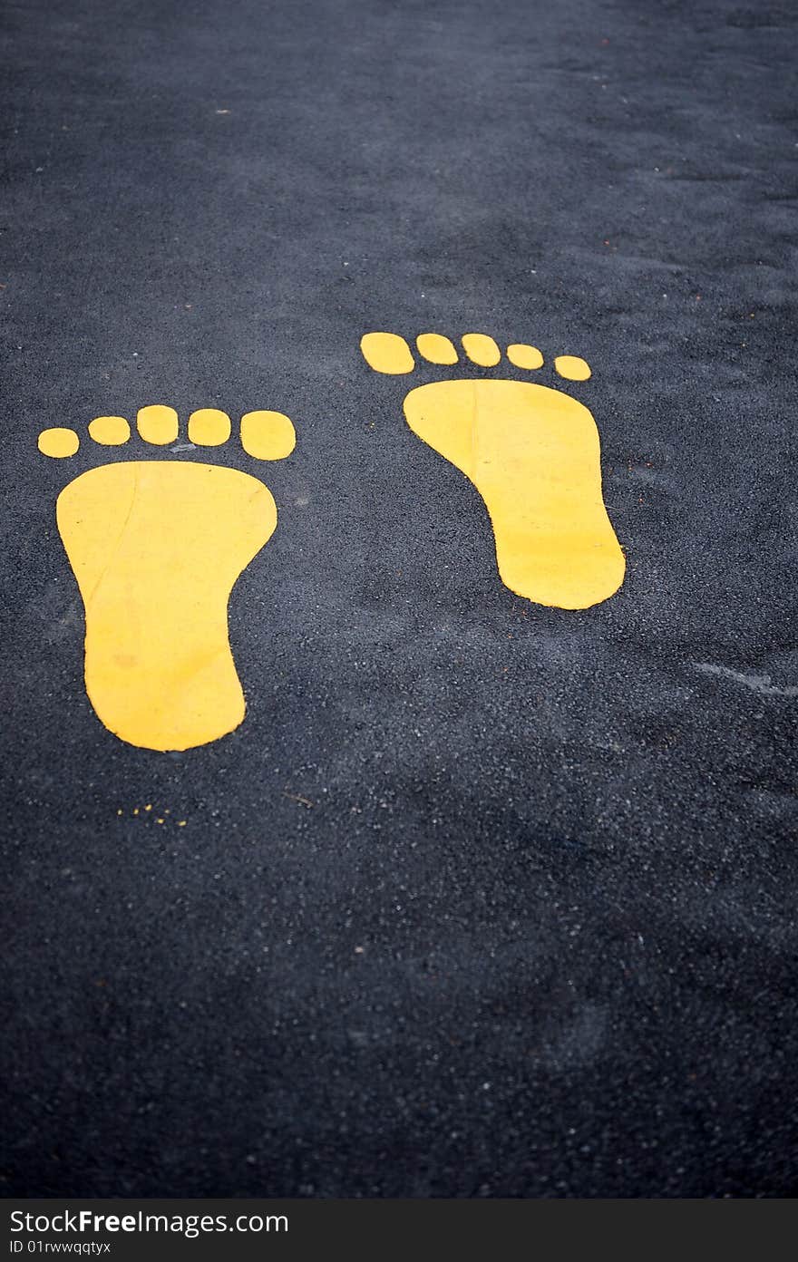 Markings to show where the footpath runs in one of the parks in Singapore. Markings to show where the footpath runs in one of the parks in Singapore.