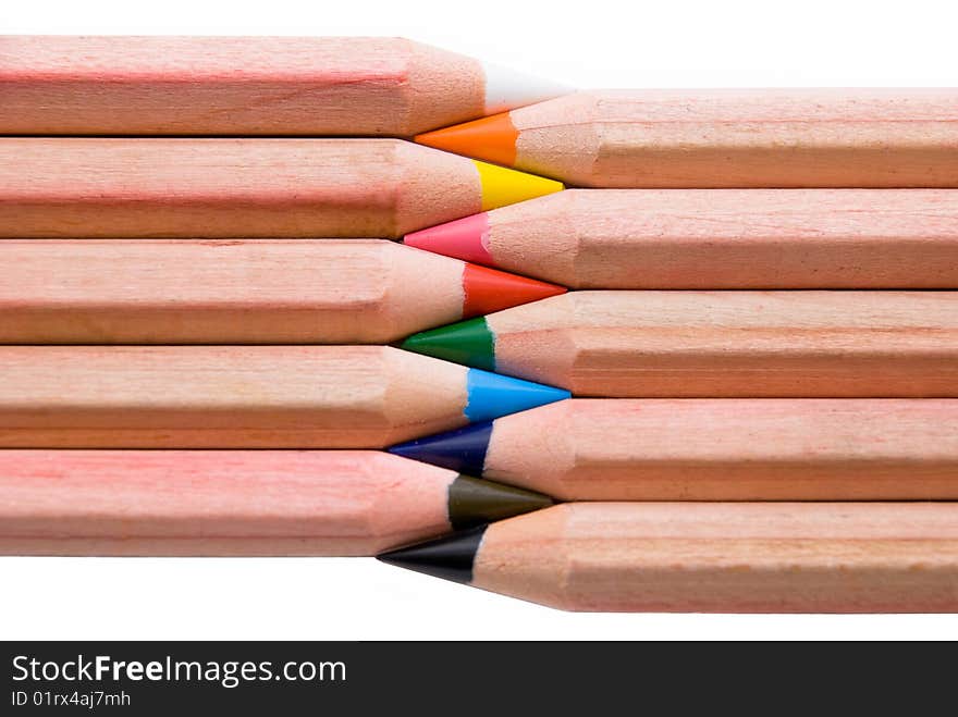 Colorful pencils in a row