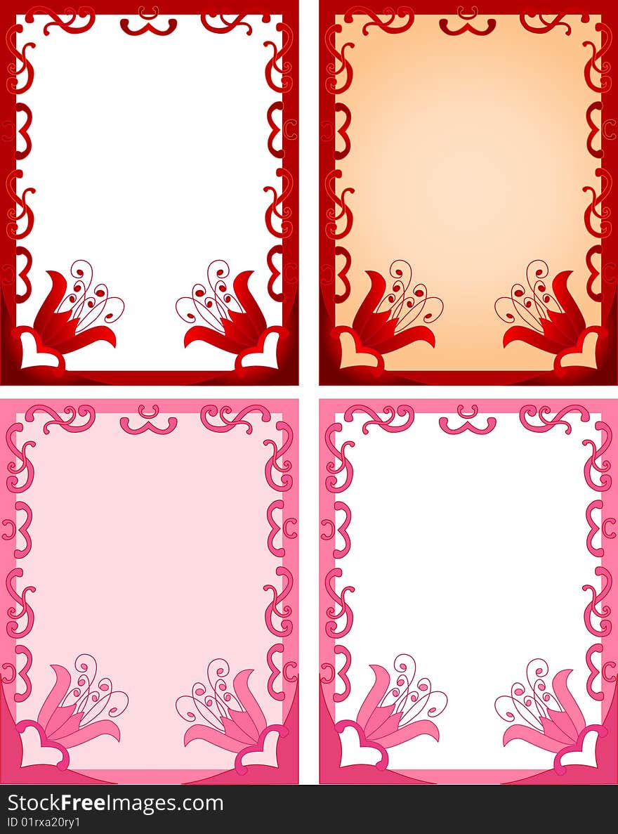 Abstract flower frame,  illustration.