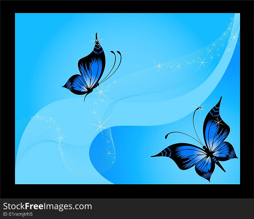 Very beautiful butterfly on a blue background