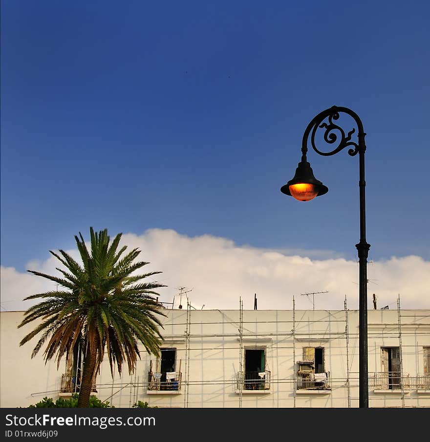 Detail of typical architecture and street lamp in Old havana, cuba. Detail of typical architecture and street lamp in Old havana, cuba