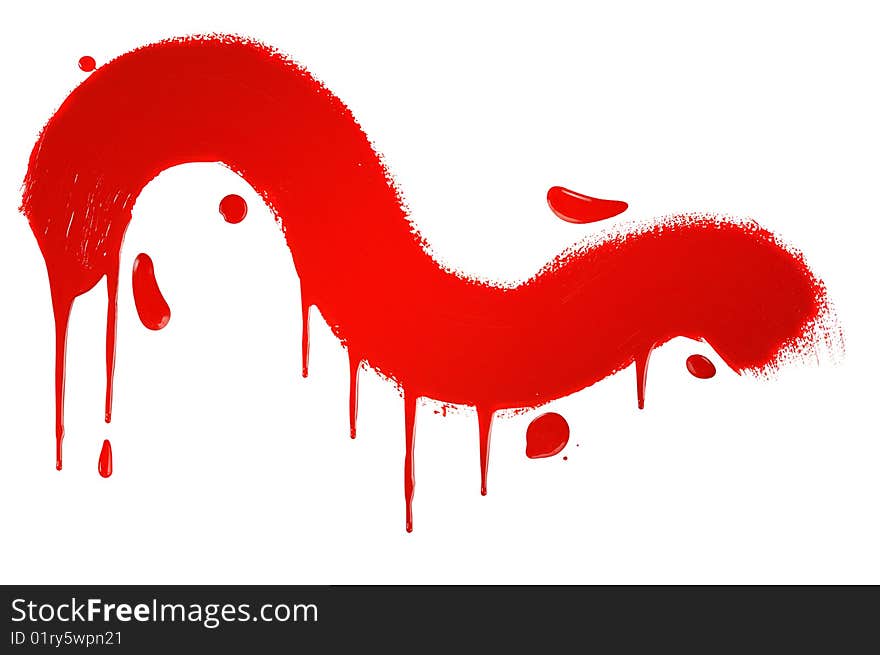 Red painted shape over white background