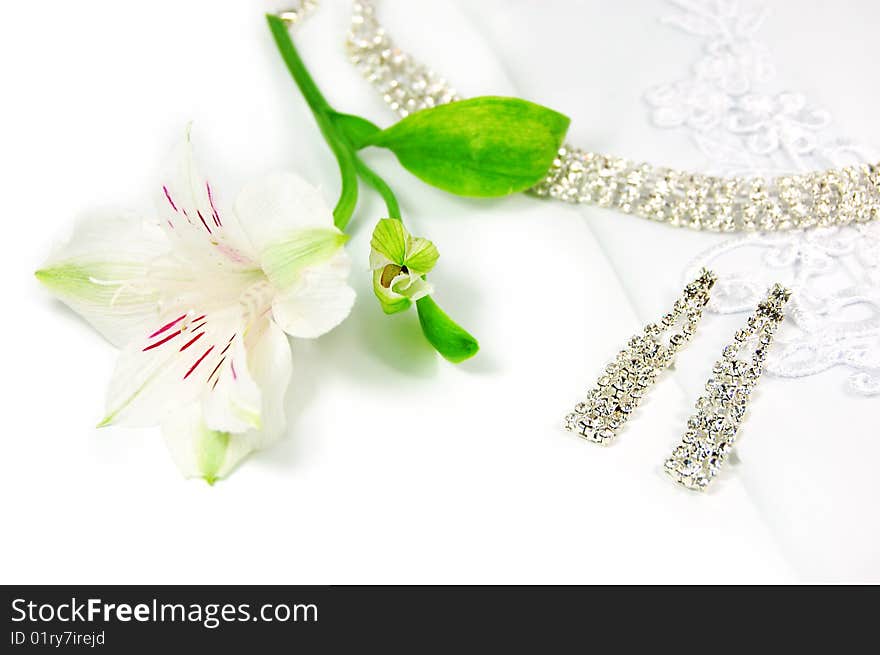 White flower and jewelry embellishment