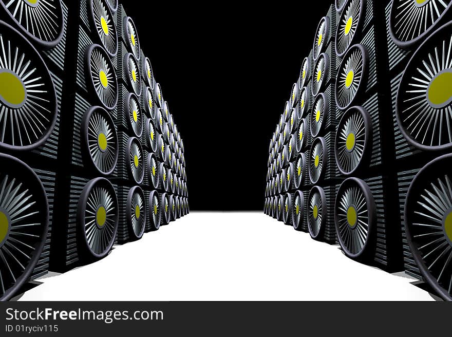 A large group or array of heat sink units. A large group or array of heat sink units