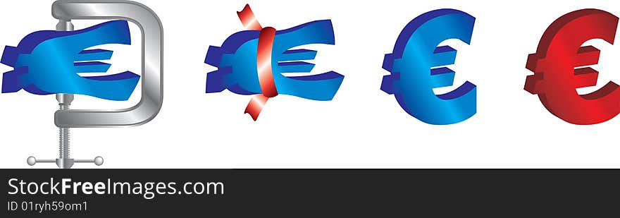 Illustrations of the euro and recession concepts. Illustrations of the euro and recession concepts