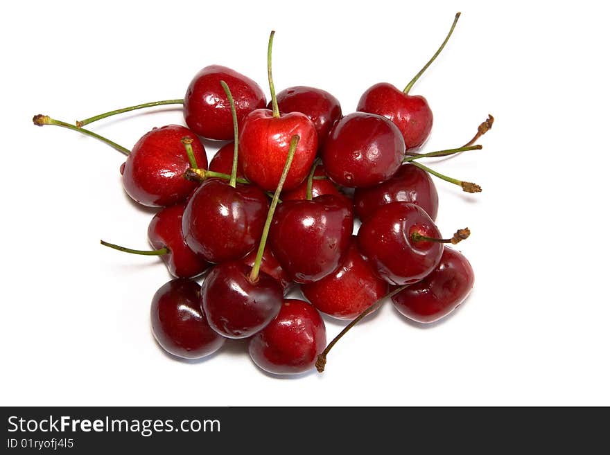 Sweet cherries isolated on white