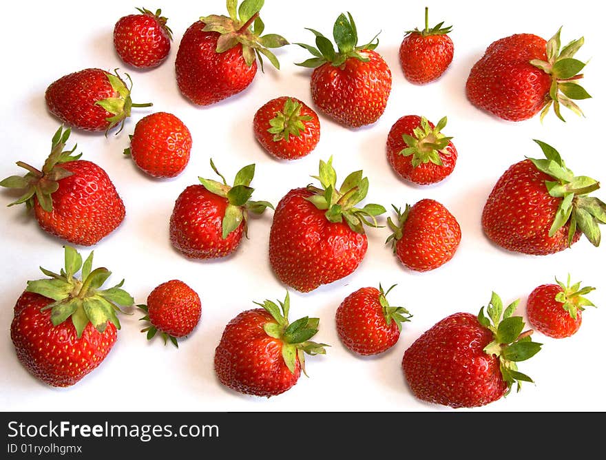 Sweet strawberries on white background