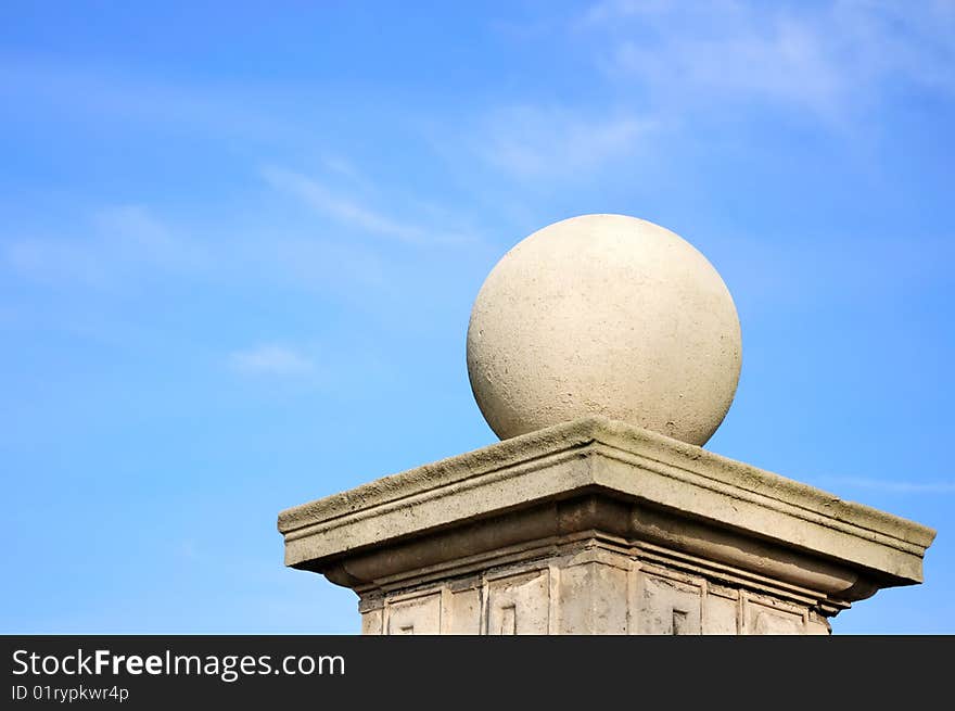 Concrete Shpere On A Pillar Close Up