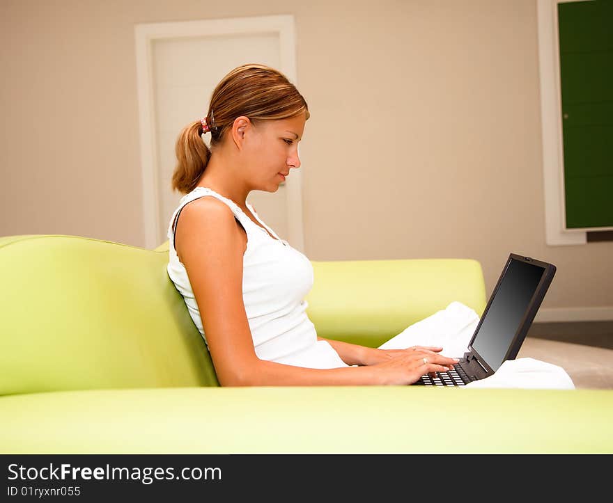 Young woman working on a laptop