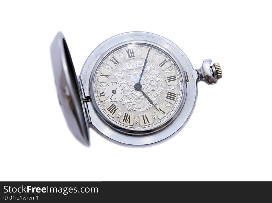 Vintage clock isolated on white