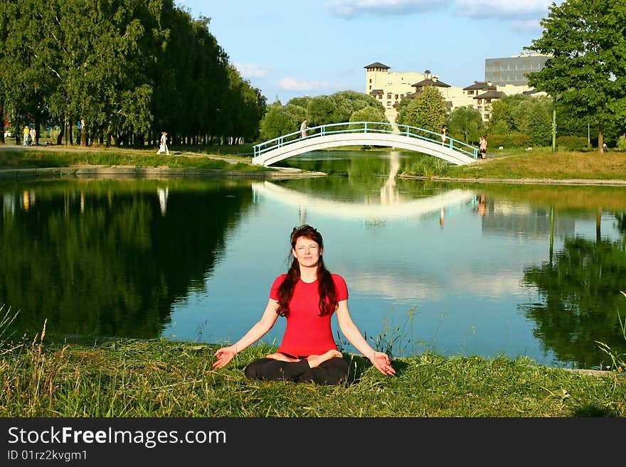 Woman practicing yoga