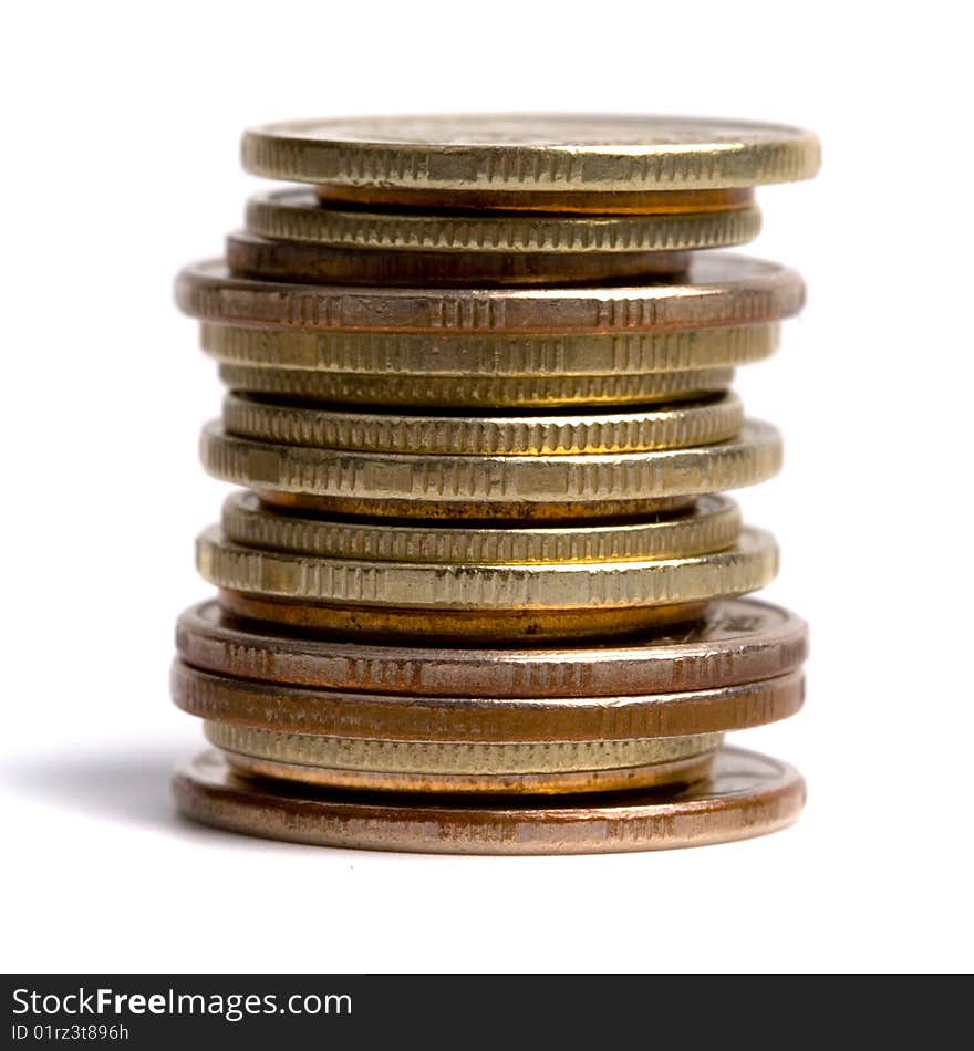 Coins stack isolated on white background