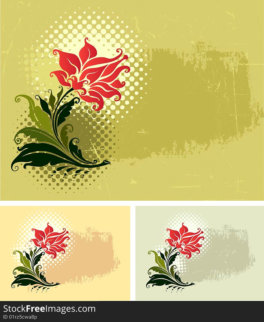 Vector illustration floral grunge frame. Vector illustration floral grunge frame