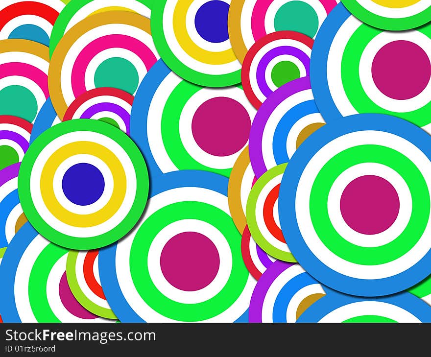 Round colors. Green, blue, fuchsia, and yellow background