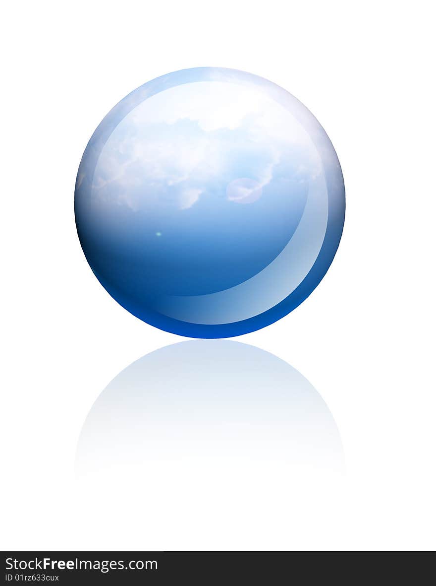 Blue sky sphere over white background. Isolated image. Blue sky sphere over white background. Isolated image