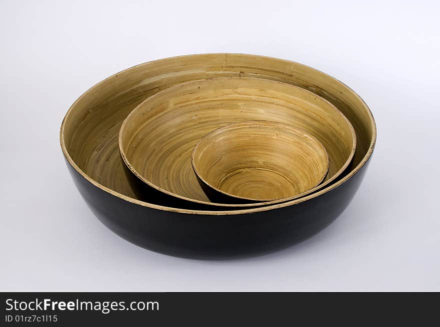 A set of Bamboo nesting bowls. A set of Bamboo nesting bowls