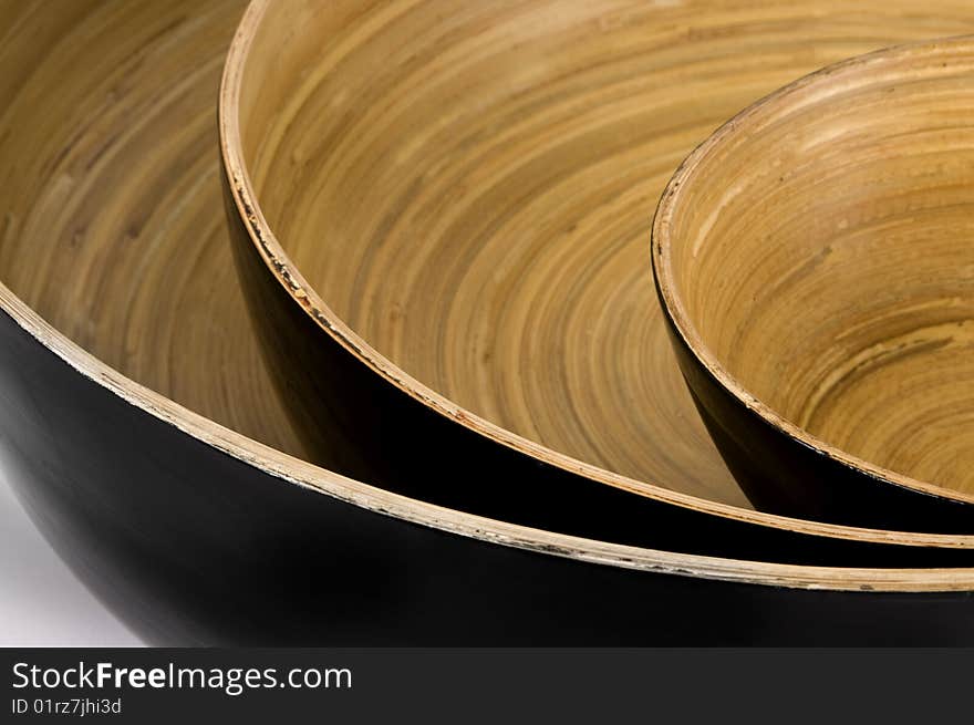 Closeup shot of bamboo nesting bowl rims. Closeup shot of bamboo nesting bowl rims