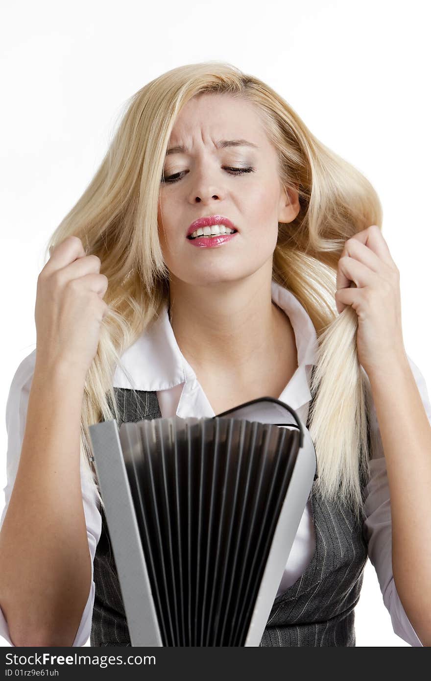 Portrait of businesswoman with folder