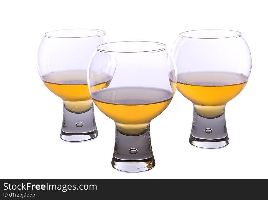 Set of three cognac glasses