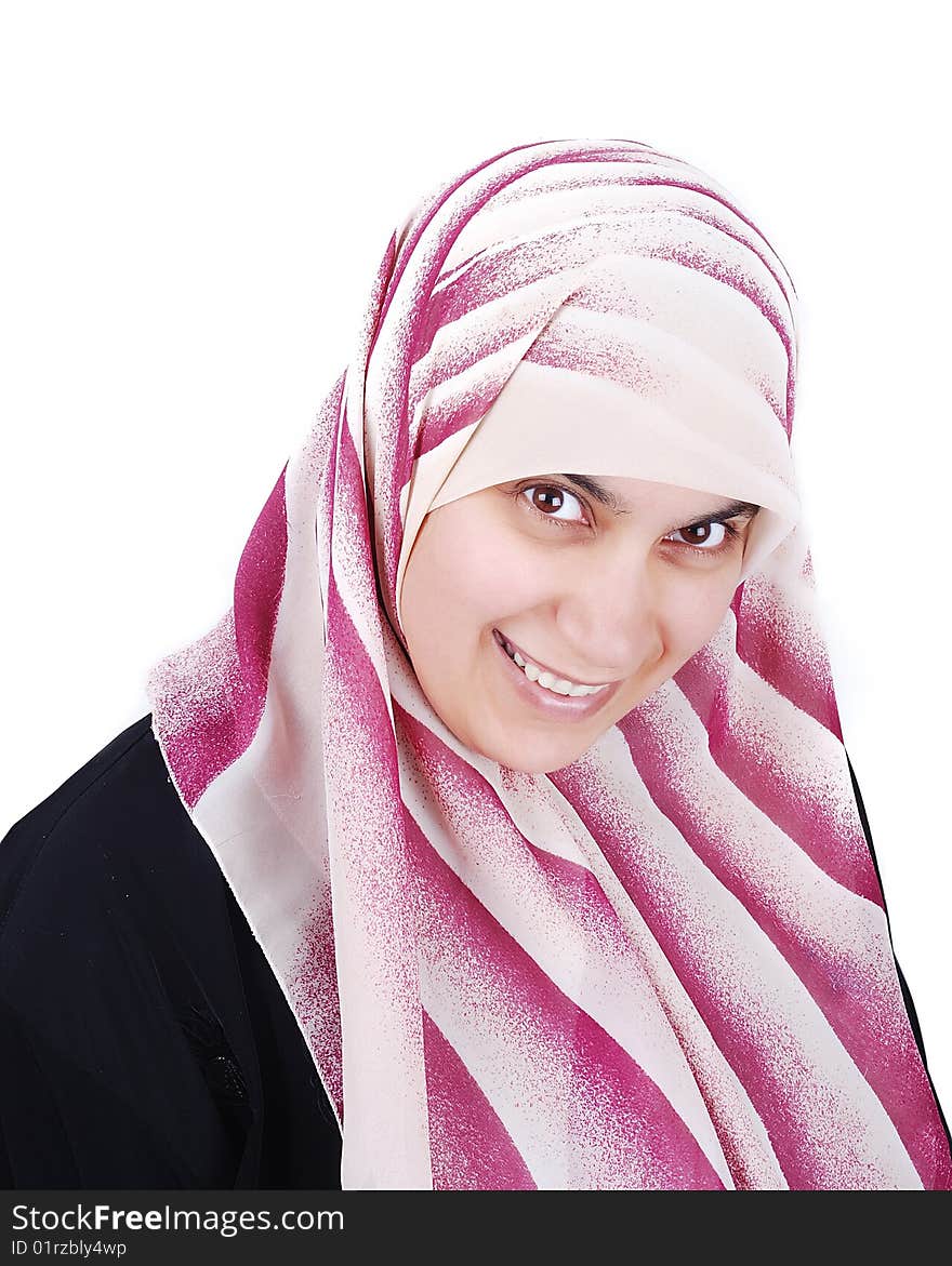 Muslim covered beautiful happy woman