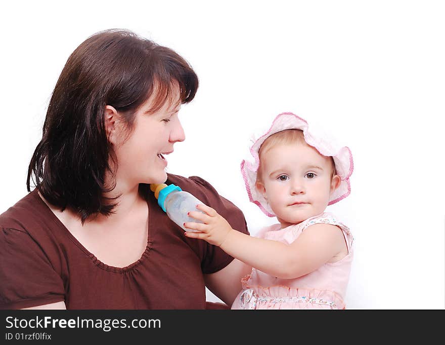 Mom is feeding  baby and vice versa