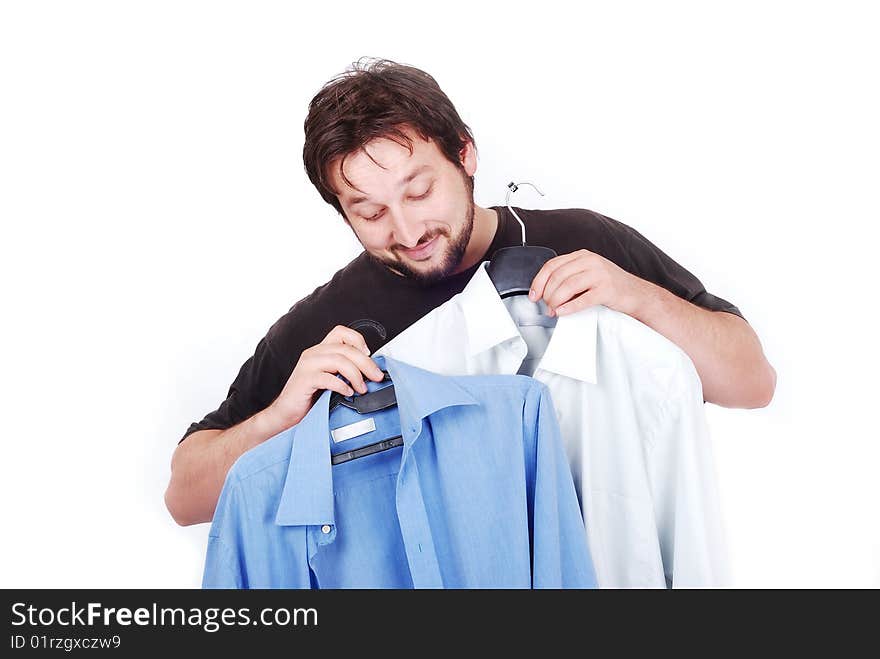 Happy Man With Two Fasioned Shirts