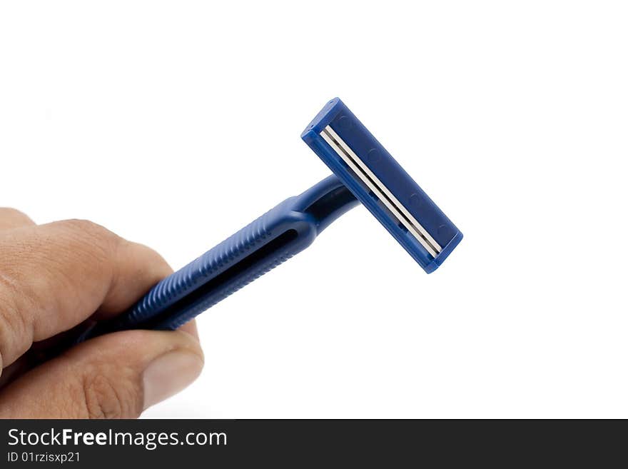 Disposable Safety Blue Razors with White Background. Disposable Safety Blue Razors with White Background