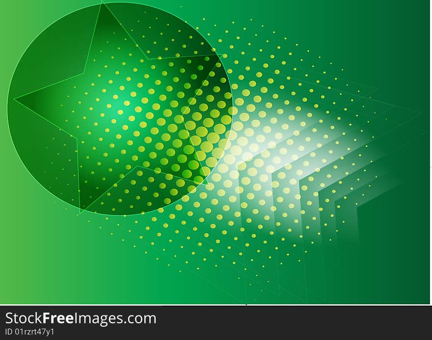 Green star with green Abstract eps background for design.