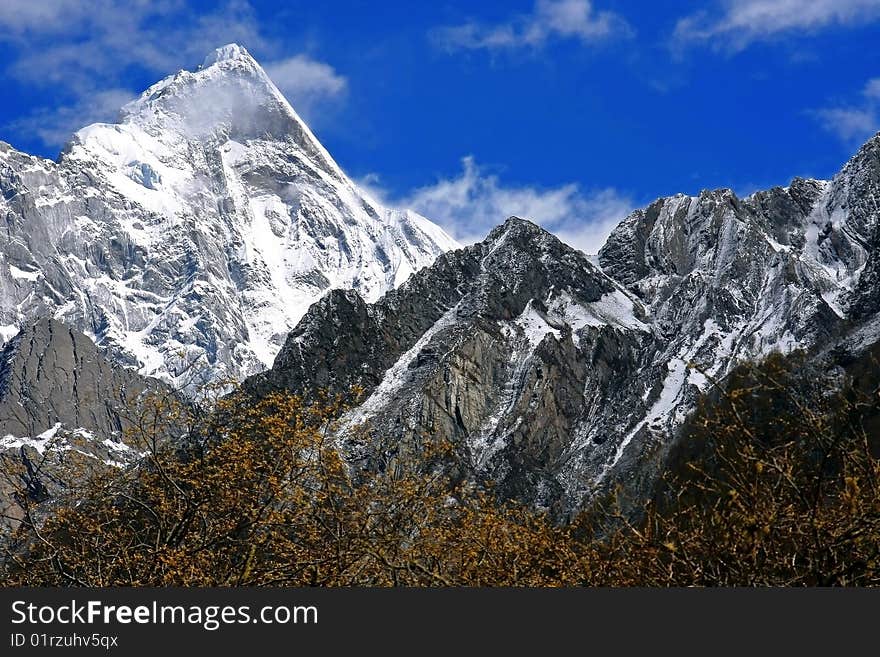 The highest peak of Siguniang Mountains which is consisted of four snow mountains located in Aba, Sichuan, China