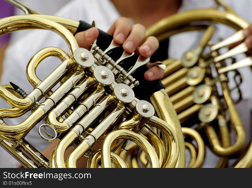 Horn player - detail