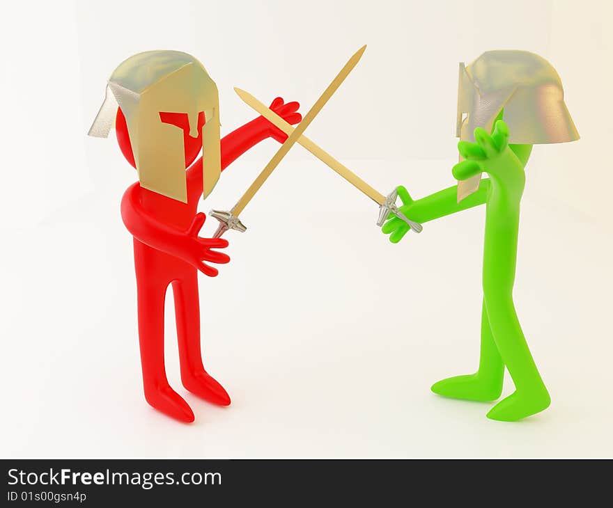 3d render of fighting of two person. 3d render of fighting of two person.