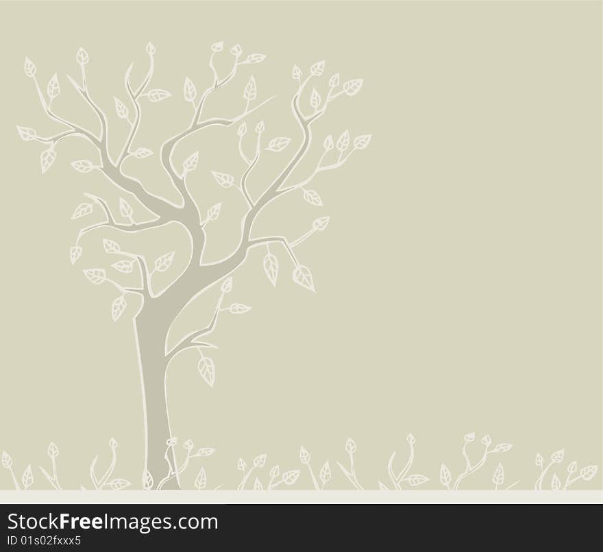 Tree with leafs, vector illustration