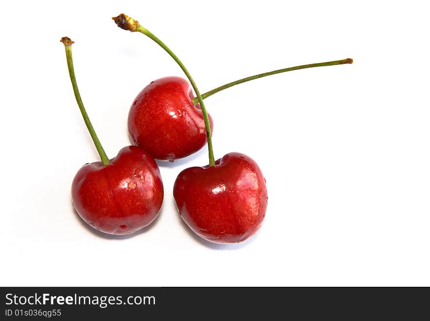 Sweet cherry isolated on white