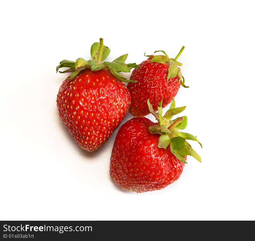 Strawberries isolated over white background