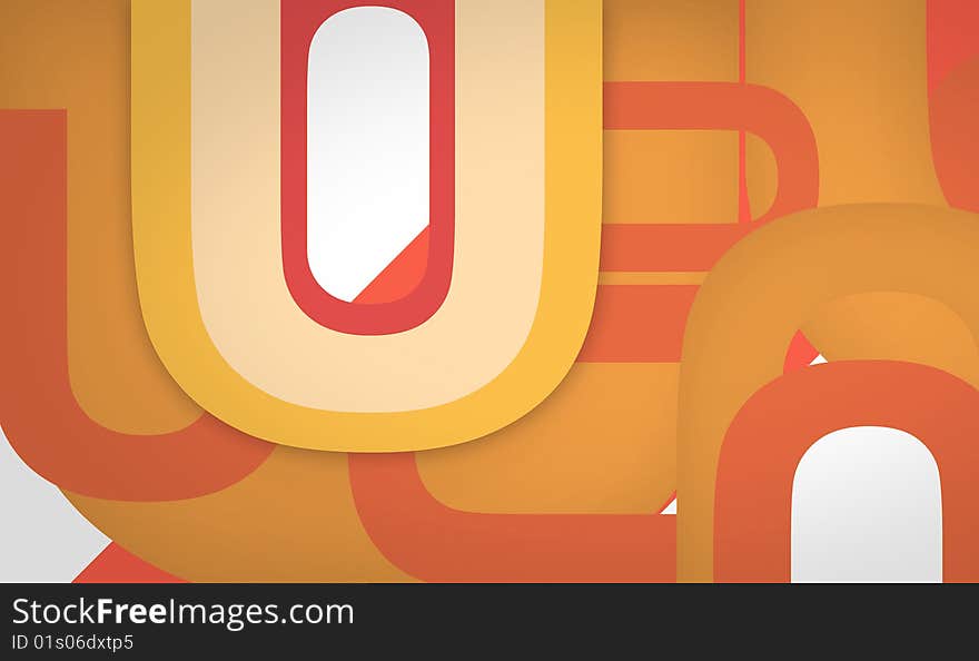 Abstract composition design of letter U. Abstract composition design of letter U.