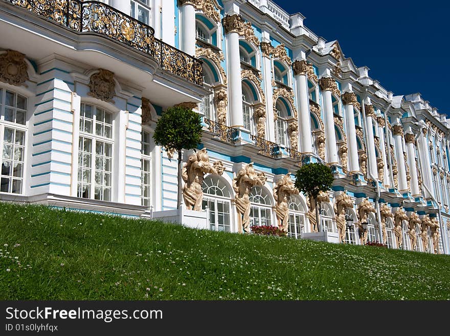 Front of the palace in a summer garden