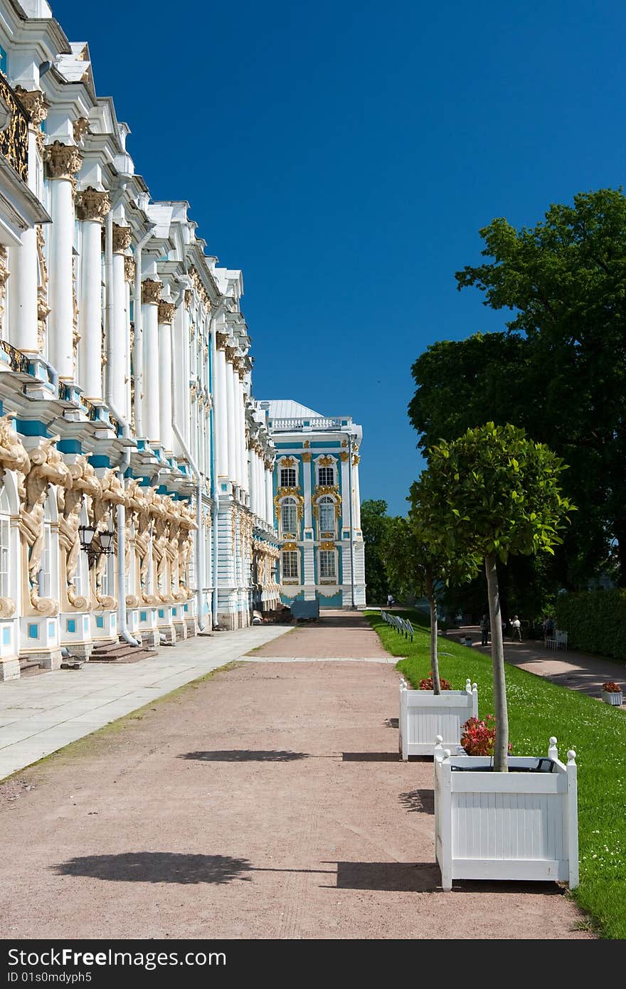 Front of the palace in a summer garden