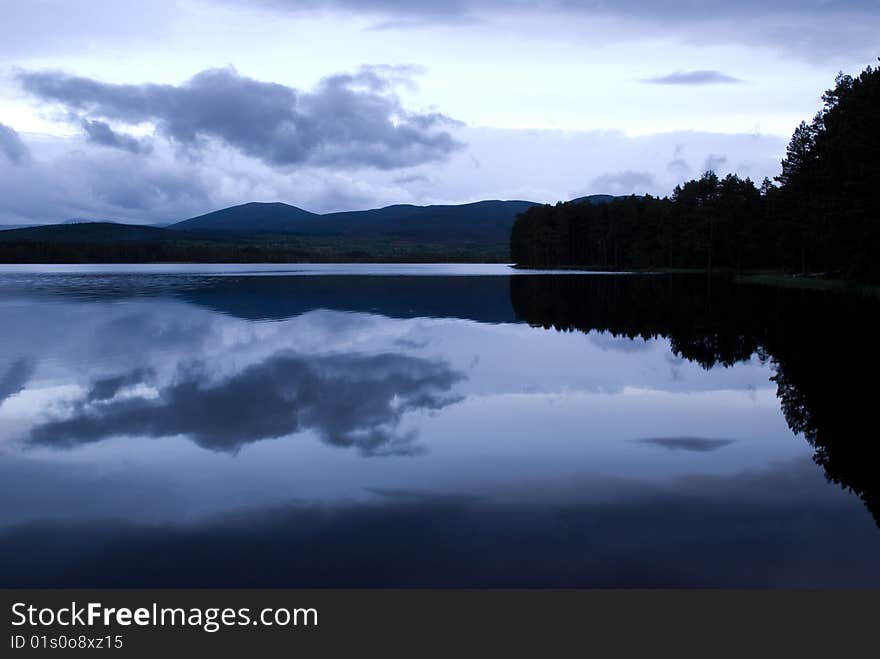 Lake after sunset in Scotland. Lake after sunset in Scotland