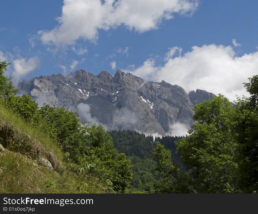 Mountain landscape ovronnaz switzerland