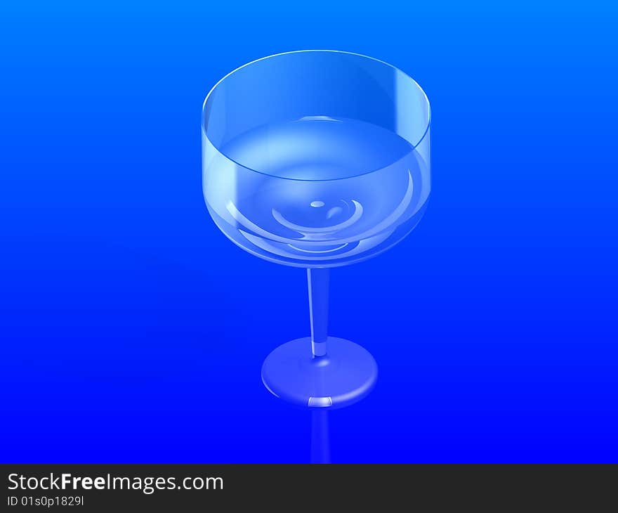 Very nice glass on the blue background. Illustration.