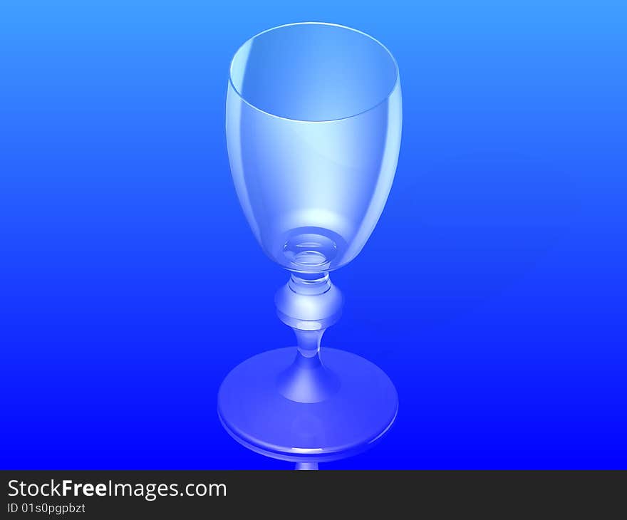 Very nice glass on the blue background. Illustration.