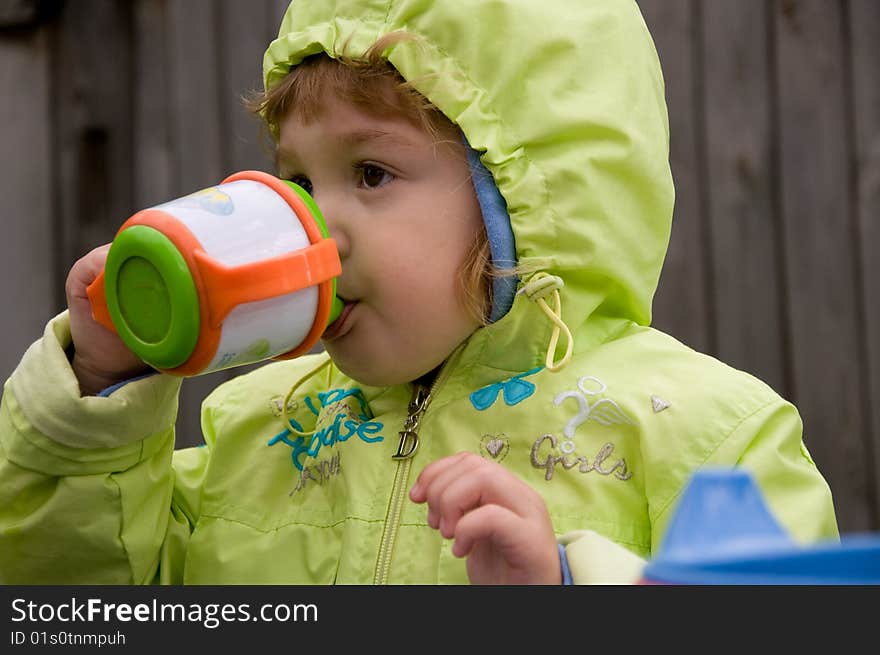 Little girl drinking