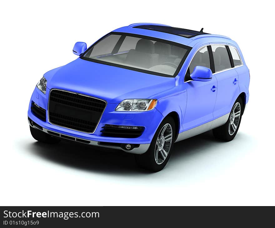 Blue isolated comfortable SUV