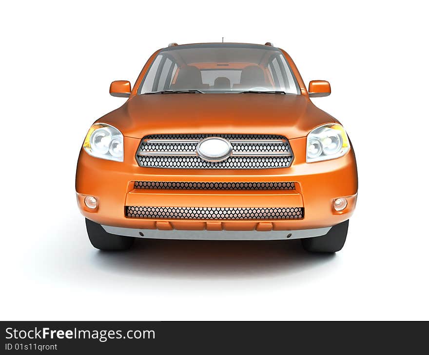 New orange glossy SUV front view