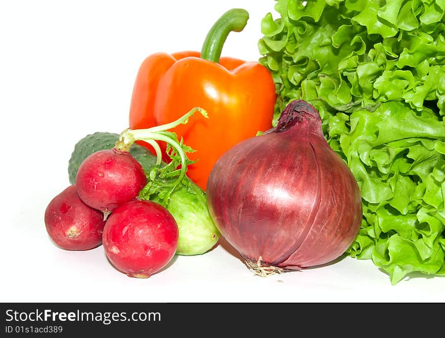 A group of vagetable on the white background. A group of vagetable on the white background