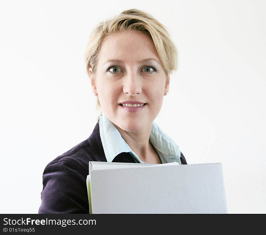 Portrait of a successful business woman over white background. Portrait of a successful business woman over white background