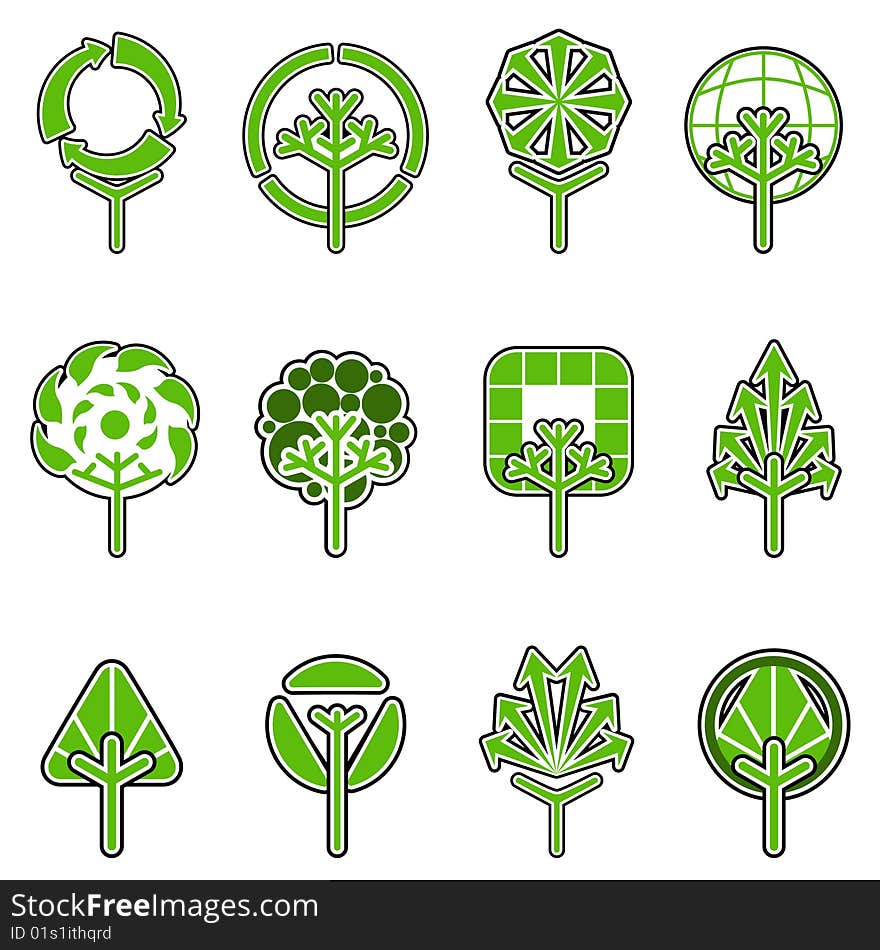 Set of tree icons vector. Set of tree icons vector