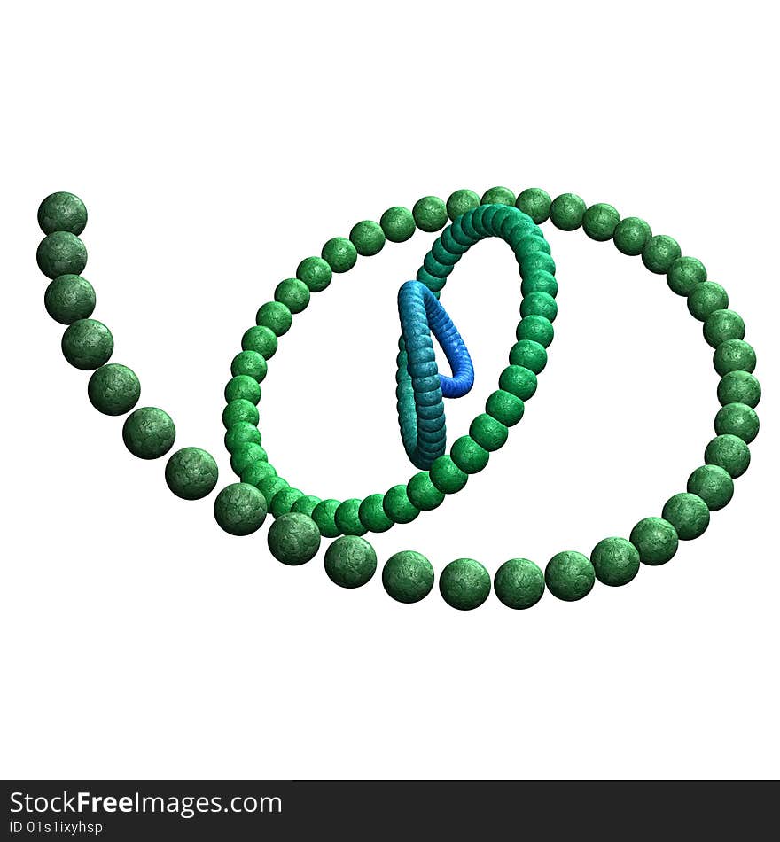 Illustration of abstract beads in white background.